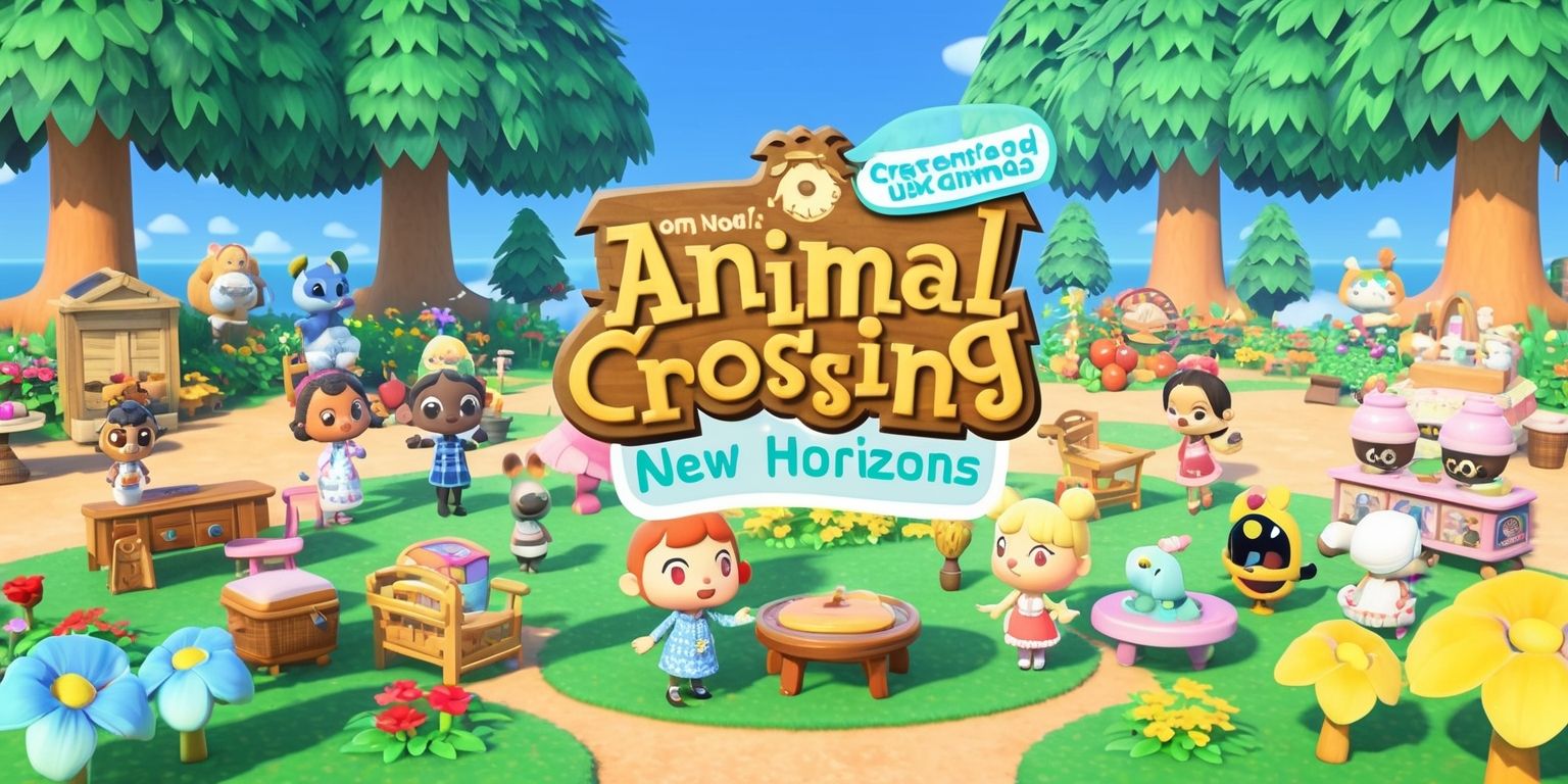 A serene and vibrant digital illustration of the Animal Crossing: New Horizons game, featuring a customized island with lush green trees, colorful flowers, and a clear blue sky, a variety of adorable characters, including Tom Nook, K.K. Slider, and other beloved villagers, are scattered throughout the scene, each with their unique facial features, skin color, and distinct accessories, surrounded by intricately designed furniture and decorations, with a mix of pastel and bright colors, in a whimsical and playful style, set against a beautiful sunset backdrop, with the game's logo prominently displayed in a bold, white, and rounded font, with a subtle gradient effect, in the center of the image.